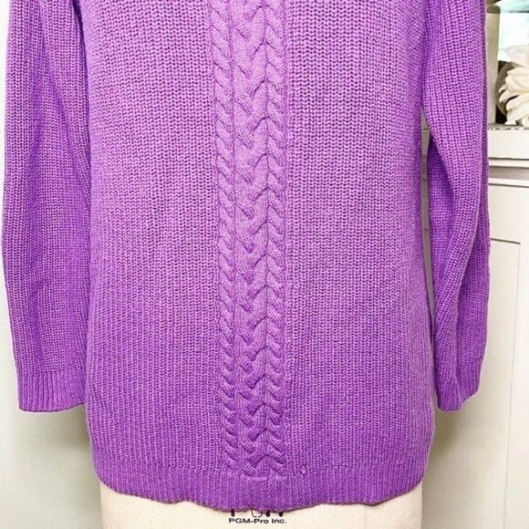 Talblots Purple Mock Neck Cable Knit Sweater Medium - Picture 4 of 10